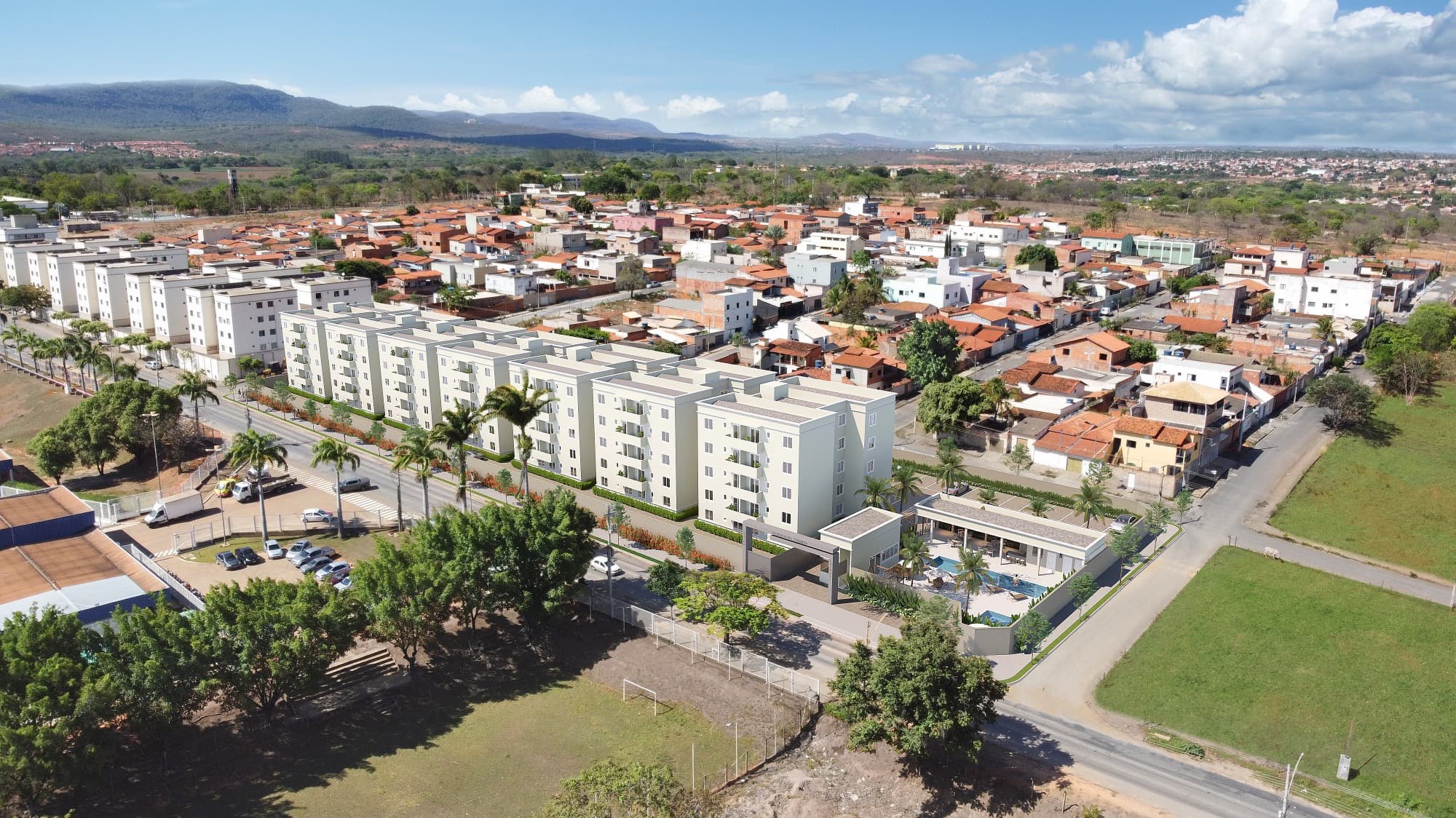 Vista aérea do condomínio Residencial Coimbra